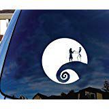 Jack and Sally and the moon Nightmare Before Christmas Car Truck Laptop Window Halloween Decal Sticker 5.5 Inches White
