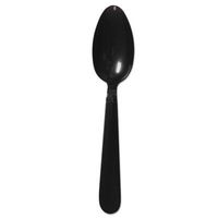 Heavyweight Cutlery, Spoons, 6 1/2, Polypropylene, Black, 1000/Carton (5 Cartons)