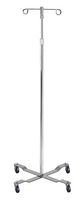 Drive Medical IV Pole 2-Hook 4-Leg Chrome Plated Steel with Weights, 13033