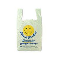 Sweet Paper T16SMILEY Hi Density Plastic Smiley Face T Sacks, 12" x 7" x 22" (T16SMILEY) Category: Carryout Bags