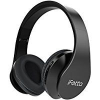 Ifecco Bluetooth Headphones, 4 in 1 Upgrade Bluetooth Foldable Over-Ear Headsets with Micro Support SD/TF Card Compatible with Bluetooth-Enabled Devices (Black)