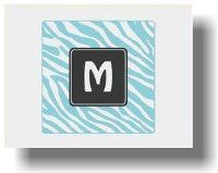Paparte Note Cards Zebra Initial 704 (Blue)