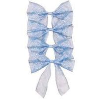 Jaclyn Smith Blue White w/snowflake Design Midnight Clear Wired Decorative Holiday Christmas Bow Collection Package of 4 Measures 6" X 6"