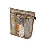 Bags in bag Portable Shower Mesh Caddy Bag Quick Dry Hanging Toiletry and Bath Organizer for Travel and Swimming (Brown)