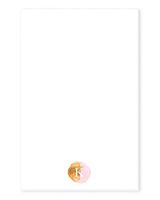 Modern, Chic, Stylish Personalized Notepad, Pink and Gold Paint Monogram Initial, 50 Sheets, Personalized Stationery/Stationary, Personalized Gift (5.5" x 8.5")