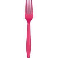 Club Pack of 600 Hot Magenta Premium Plastic Party Forks