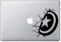Captain America Shield Crash Vinyl Decal Sticker Skin MacBook Laptop in Black.