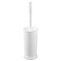 InterDesign Kent Plastic Toilet Bowl Brush Set, Classic Design Slim Compact Bowl Brush and Holder for Bathroom - Sturdy, Deep Cleaning, 4.25" x 4.25" x 16", White