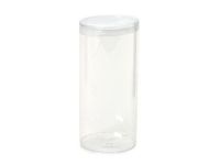 Pack Of 10, 2 Pc Solid Clear Cylinders W/Clear Lids Candy Boxes 2.75" Dia X 6" Tall