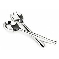 Simcha Plastic Serving Spoon and Fork Silver/Pack of 6