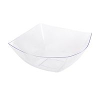 64 Oz Square Fancy Clear Plastic Bowls/Case of 50