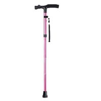 Lightweight Walker Crutches Aluminum Alloy Telescopic Folding Old Four Feet Non-Slip Cane Climbing 3 Color 85cm MUMUJIN (Color : Pink)