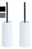 Airee Fairee Toilet Brush and Holder Brushes Set Stainless Steel 2 Pack Free Standing Compact Modern Design Long Handle (White)