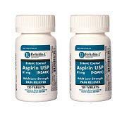 RELIABLE 1 LABORATORIES Aspirin 81mg Enteric Coated (120 Count Each) (2 Pack) - Relieves Minor Aches & Pains
