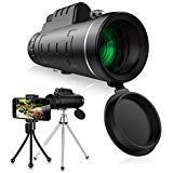 MSDXA MSDXA-D-001 Monocular Telescope, High Power Monocular Scope Waterproof Monoculars and Tripod for Cell Phone for Bird Watching, Black