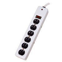 ECG EMF-63A Metal Case Surge Protector with LED Indicator, 3-Mode, 6-Outlet, 90 Degree Rotated Outlets, 6' Cord, 15 Amps, 125V, 1050 Joules