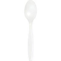 Club Pack of 288 White Premium Heavy-Duty Plastic Party Spoons