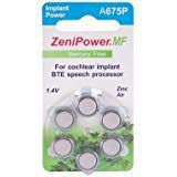 ZeniPower Cochlear Implant Batteries Size A675P Zero Mercury (102 Batteries)