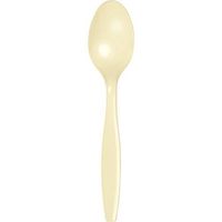 Club Pack of 600 Ivory Premium Heavy-Duty Plastic Party Spoons
