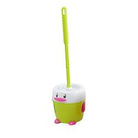 Yardwe Toilet Brush and Holder Set Cartoon Penguin Shaped Toilet Bowl Cleaner Brush and Holder for Bathroom Green