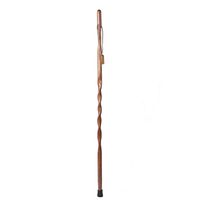 Brazos 48" Ribbon Twisted Oak Wood Walking Stick Hiking Trekking Pole, Red, Made in The USA