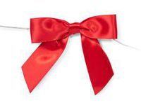 6ct. Pre-Tied RED 3" Satin Gift Bows Wire Ties Ready-to-Use 7/8" Ribbon