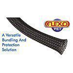 Techflex PTN0.25BK25 Flexo PET General Purpose 1/4-inch Cable Sleeve, Black, 25 Foot