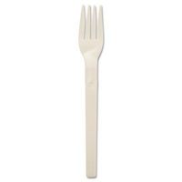 Biodegradable Cutlery, Plant Starch/Oil Fork, 6"" Length, White, 50/Pack, Sold as 50 Each