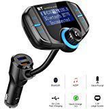 Bluetooth FM Transmitter for Car,Big SS FM Transmitter Wireless Radio Adapter Hands-free Car Kit with USB QC3.0 Car Charging Port,1.7 Inch Display,AUX Input/Output, TF Card Mp3 Player