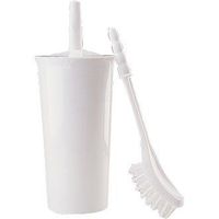 WIN-WARE White Plastic Toilet Bowl Scrubber / Brush Set with Holder / Cannister