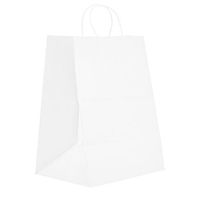 PTP - 12" x 9" x 15.75" White Kraft Paper Gift Tote Bags - 200 Count | Perfect for Birthdays, Weddings, Holidays and All Occasions | White or Natural Colors | Multiple Sizes