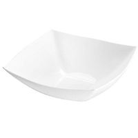 128 Oz Square Fancy White Plastic Bowls/Case of 25