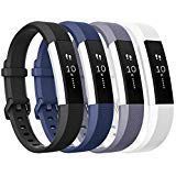 Tobfit Compatible with Alta Bands, 4 Pack, Soft TPU Classic Accessories Replacement Bands Compatible with Alta HR/Ace, Small Large (Small, Black/Blue/Gray/White)