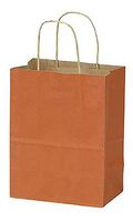SSWBasics Medium Burnt Orange Paper Shopping Bags - 8 ¼”L x 4 ¾”D x 10 ½”H - Case of 100
