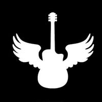 LLI Flying Guitar Wings | Decal Vinyl Sticker | Cars Trucks Vans Walls Laptop | White | 5.5 x 5.2 in | LLI1311