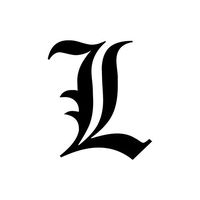 Death Note L Anime Logo - Vinyl 4" tall (Color BLACK) decal laptop tablet skateboard car windows stickers - by So Cool Stuff