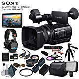 Sony HXR-NX100 Full HD NXCAM Camcorder (HXR-NX100) with 2-64GB Memory Card, 2 Extra Batteries, UV Filter, LED Light, Case, Tripod, Rode VM-GO Mic, External Screen, Headphones - Professional Bundle