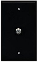 RiteAV Coax Cable TV Wall Plate 1 Gang Flat - Black