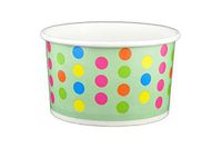 Black Cat Avenue Paper Ice Cream Cups, Polka Dot, Aqua Rainbow, 5 Ounce, 50 Count