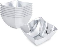 Premium Square Wavy Silver Plastic Bowls, Small Size (8 Count Pack)