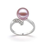 Grace Lavender 9-10mm AAAA Quality Freshwater 14K White Gold Cultured Pearl Ring For Women - Size-7