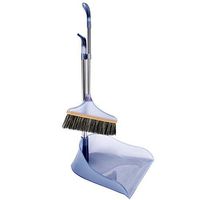 Broom and Dustpan Set Dustpan Cleans Broom Combo with 34" Long Handle Upright Dust Pan Premium Plastic Cleaning Dustpans Set for Home Kitchen Room Office Ship from US (Grey)