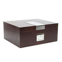 decore Bay Mahogany Wooden Cigar Humidor with Golden Metal Holds up to 50 Cigars Best Man Gift (Mahogany)