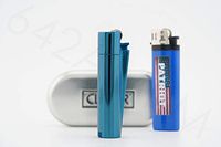 Bundle - 2 Items - Clipper Deep Blue Metallic Refillable Adjustable Flame Lighter With Gift Box And Patriot Disposable Lighter
