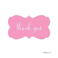 Andaz Press Fancy Frame Rectangular Label Stickers, Thank You, Pink, 36-Pack