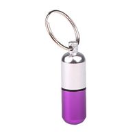 Pocket-Sized Waterproof Aluminum Pill Fob Box Case Drug Holder Container with Key Chain for Medicine First-Aid,Seal Bottle Match Case - Purple
