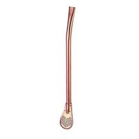 Reusable Stainless Steel Tea Drinking Straws Stirring Rod Spoon Filter Bombilla - Rose Gold bjlongyi