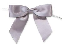 6ct. Pre-Tied Silver 3" Satin Gift Bows Wire Ties Ready-to-Use 7/8" Ribbon nfLG -1371