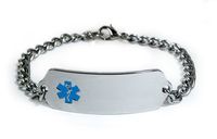 Dialysis Patient Medical ID Alert Bracelet with Embossed Emblem from Stainless Steel. Style: Classic Wide, Premium Series.
