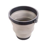 HUIJUNWENTI Foldable bucket plastic household portable dormitory storage water silicone barrel fishing barrel laundry barrel thick plastic bucket gray white Portable folding